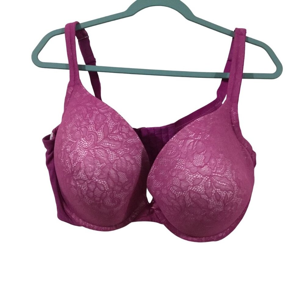 CACIQUE Boost Plunge Purple Underwire Adjustable Strap Purple Lace Bra 42G